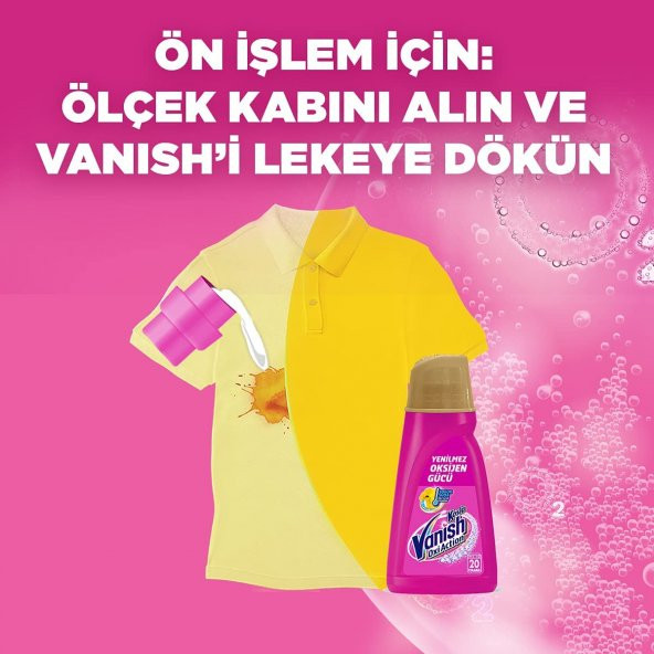 Vanish Leke Çıkarıcı Sıvı Gold Pembe 20 Yıkama, 1 Litre - 8