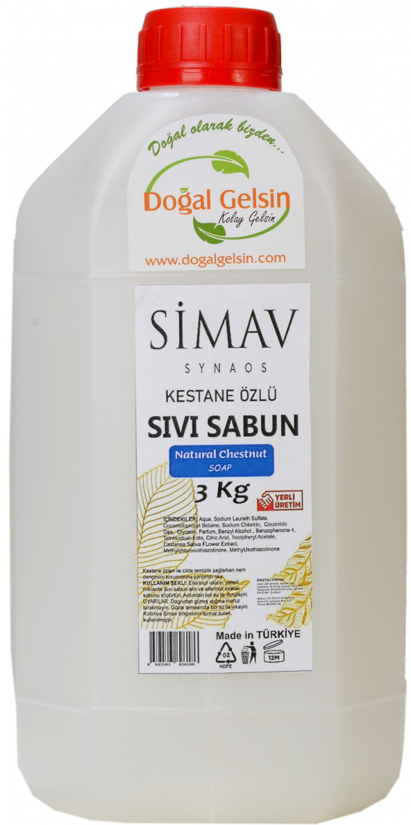 SİMAV Coğrafi İşaretli Kestane Özlü ve Termal Sulu Sıvı Sabun - 3 kg