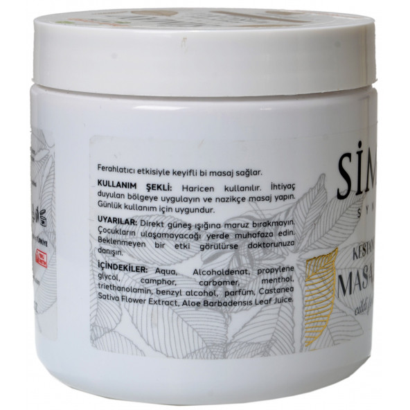 Simav Synaus Kestane Özlü ve Termal Sulu Masaj Jeli - 500 ml - 4