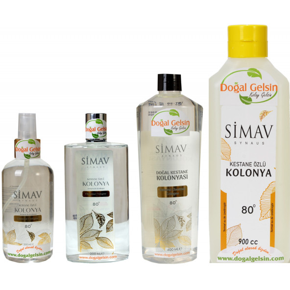 SİMAV Coğrafi İşaretli Kestane Özlü ve Termal Sulu Kolonya Cam Şişe - 200 ml - 3