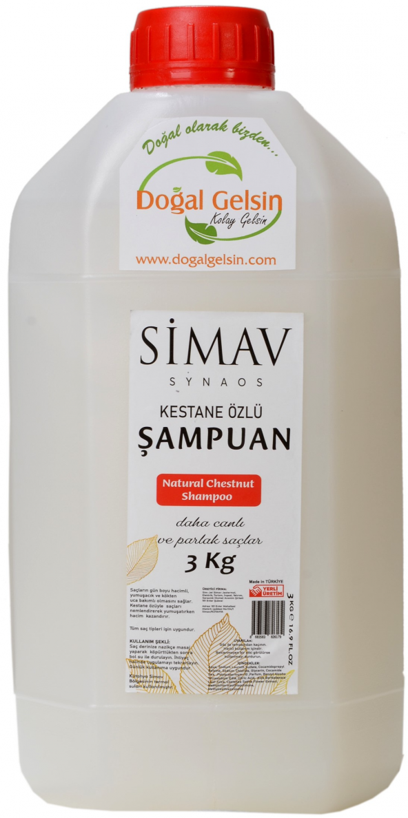 SİMAV Coğrafi İşaretli Kestane Özlü ve Termal Sulu Şampuan - 3 kg