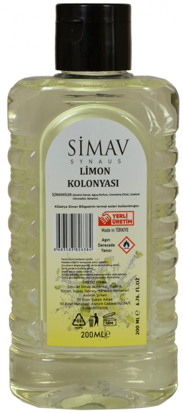 SİMAV Termal Sulu Limon Kolonyası - 200 ml - 2