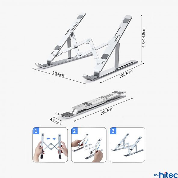 ScHitec 3369 Alüminyum Ayarlı Laptop Macbook Matebook Notebook Yükseltici Stand - 3