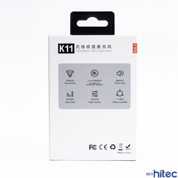 Schitec K11 Lightning Kablosuz Wireless Hd Yaka Mikrofonu Siyah - 4
