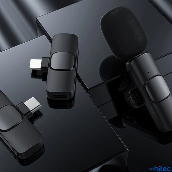 Schitec K11 Lightning Kablosuz Wireless Hd Yaka Mikrofonu Siyah - 6