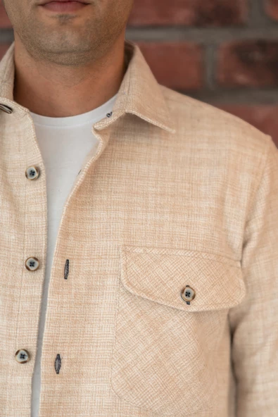 OVERSİZE BİTİK DESENLİ ÇİFT CEP ERKEK KALIN ODUNCU GÖMLEK - Resim 8