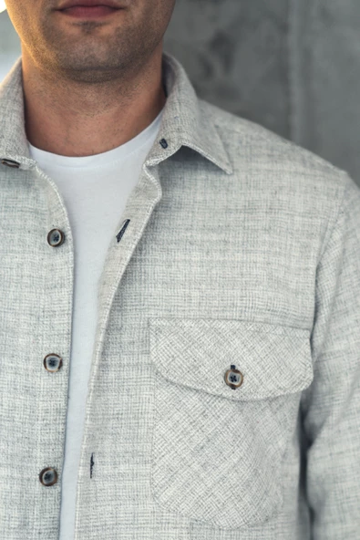 OVERSİZE BİTİK DESENLİ ÇİFT CEP ERKEK KALIN ODUNCU GÖMLEK - Resim 4