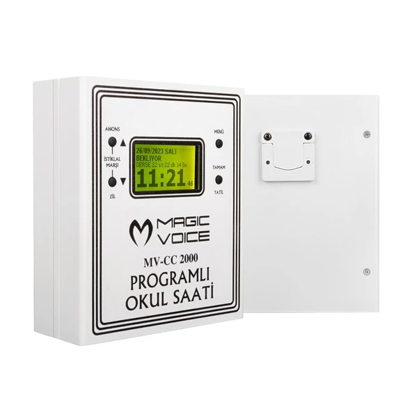 MV-CC2000 USB DUVAR TİPİ PROG AKILLI DIGITAL OKUL ZİL SAATİ (6 MELODİLİ) CAN TAKILABİLİR MAGICVOICE - 2