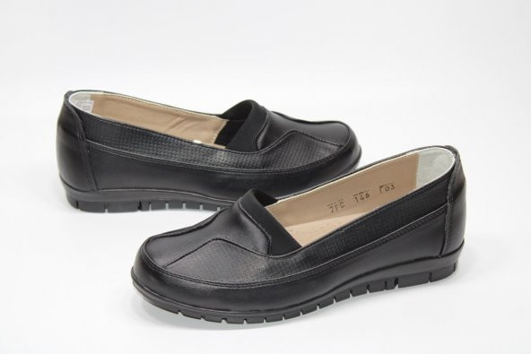 Mnd Ortopedik Düz Kaymaz Taban Ön Çizgi Desen Kadın Siyah Günlük Bağsız Anne Ayakkabısı - 2