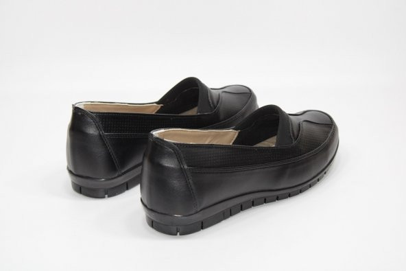 Mnd Ortopedik Düz Kaymaz Taban Ön Çizgi Desen Kadın Siyah Günlük Bağsız Anne Ayakkabısı - 5