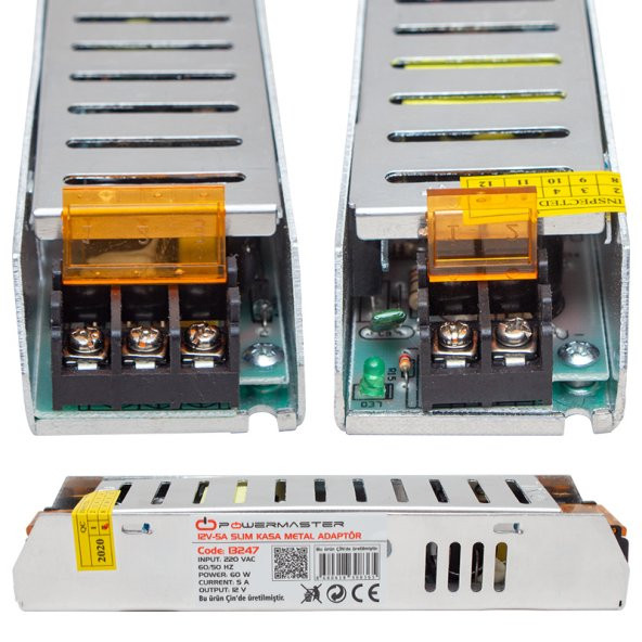 POWERMASTER PM-13247 12 VOLT - 5 AMPER SLIM KASA METAL ADAPTÖR (158*40*30) - 3