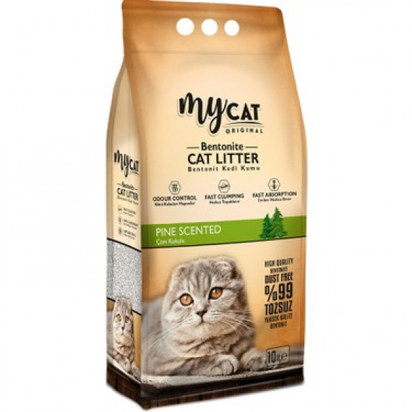 Mycat (10 Lt) Bentonit Kedi Kumu Çam Kokulu İnce Taneli