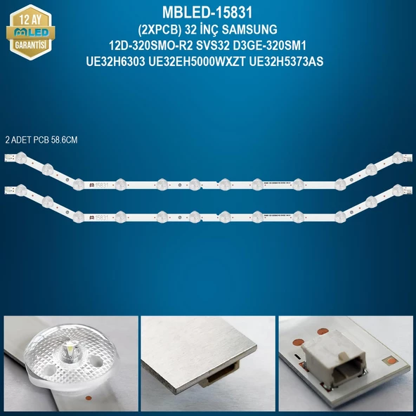 MBLED (2XPCB) 32 İnç Samsung 12D-320Smo-R2 Svs32 D3Ge-320Sm1 Ue32H6303 Ue32Eh5000Wxzt Ue32H5373As
