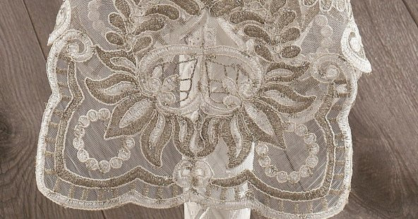 Finezza Cherie Dantelli Kadife Krem Masa Örtüsü Dikdörtgen 160x230 cm - 1174 - 2