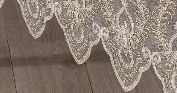Finezza Cherie Dantelli Kadife Krem Masa Örtüsü Dikdörtgen 160x230 cm - 1174 - 3