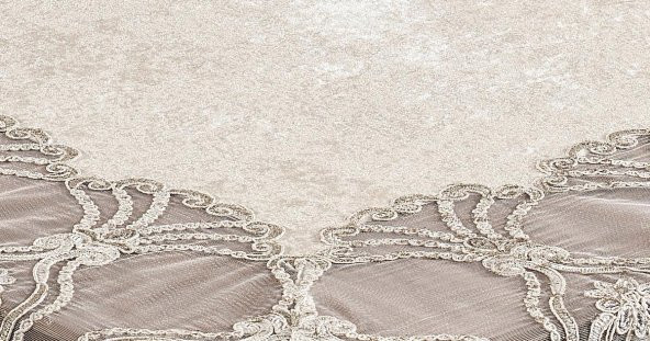 Finezza Cherie Dantelli Kadife Krem Masa Örtüsü Dikdörtgen 160x230 cm - 1174 - 5