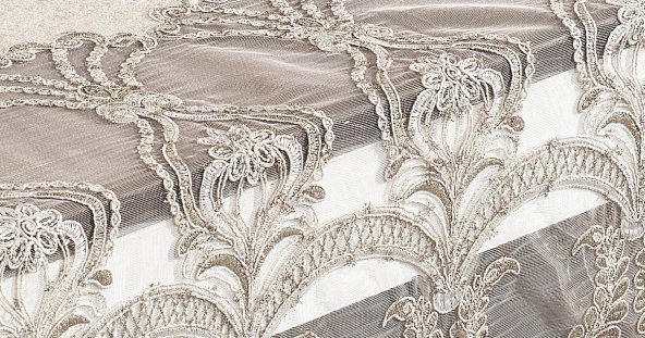 Finezza Cherie Dantelli Kadife Krem Masa Örtüsü Dikdörtgen 160x230 cm - 1174 - 7