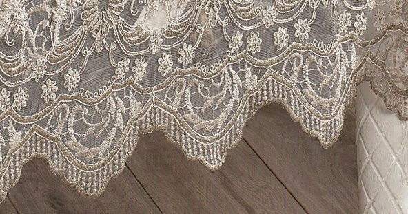 Finezza Karina Dantelli Kadife Krem Masa Örtüsü Dikdörtgen 160x230 cm - 1175 - 4