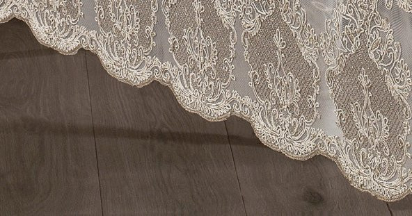 Finezza Angel Dantelli Kadife Krem Masa Örtüsü Dikdörtgen 160x230 cm - 1176 - 3