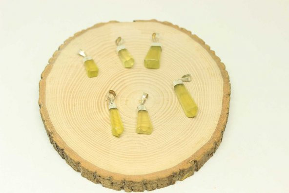 Yeşil Sitrin Taşı 925 Ayar Gümüş Aparatlı Kolye Ucu - 3