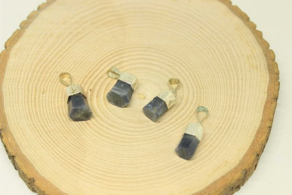 Safir Taşı 925 Ayar Gümüş Aparatlı Kolye Ucu - 4