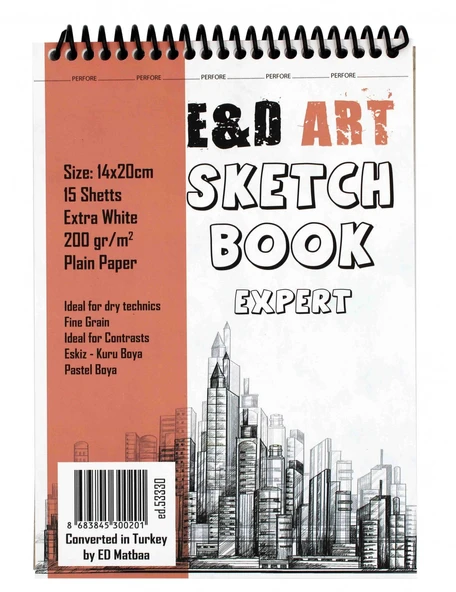 E&D Art Sketch Book Expert 14x20cm 15yp 200gr Eskiz Çizim Defteri Üstten Spiralli / ed.53330 ürün görseli