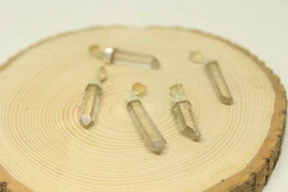 Kristal Kuvars Taşı 925 Ayar Gümüş Aparatlı Kolye Ucu - 2