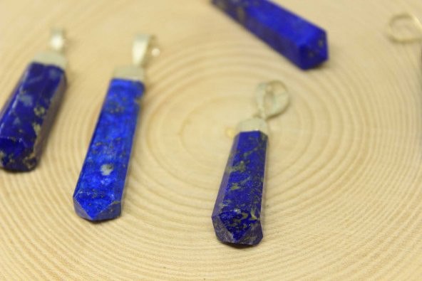 Lapis Taşı 925 Ayar Gümüş Aparatlı Kolye Ucu - 3