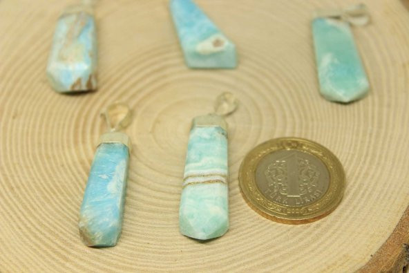 Karayip Kalsit Taşı 925 Ayar Gümüş Aparatlı Kolye Ucu