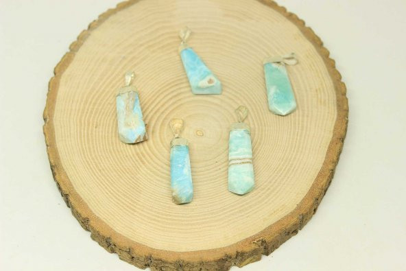 Karayip Kalsit Taşı 925 Ayar Gümüş Aparatlı Kolye Ucu - 2