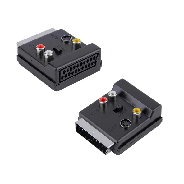 SCART ADAPTÖR ERKEK DİŞİ 3RCA SWICHLI (IN-OUT) POLAXTOR DY-3128