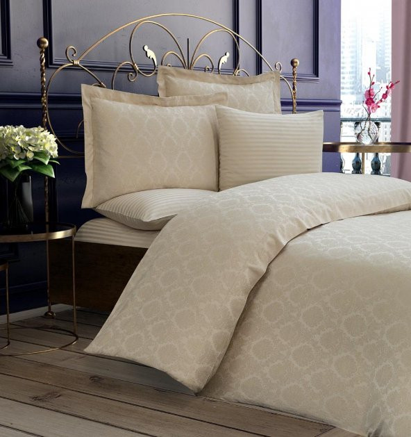 Finezza Monaco Bambu Jakar Kumaş Bej Çift Kiş. Nevresim Takımı 6 Parça - 1189 ürün görseli