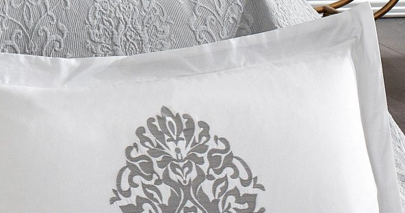 Finezza Pandora Jakar Nakışlı Pamuk Nevresimli Gri Gelin Seti 9 Parça - 1197 - Resim 5