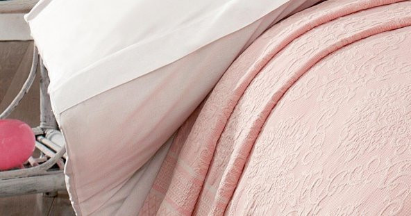 Finezza Pandora Jakar Nakışlı Pamuk Nevresimli Somon Gelin Seti 9 Parça - 1202 - Resim 3