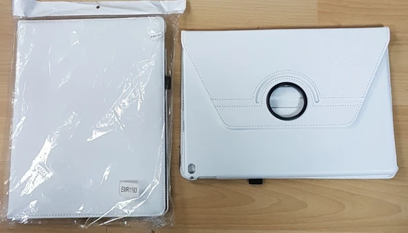 İPad Pro 12.9'' 360 Derece Hareketli Yatay Dikey 3 Kademeli Stand ve Deri Kılıf Beyaz - 4