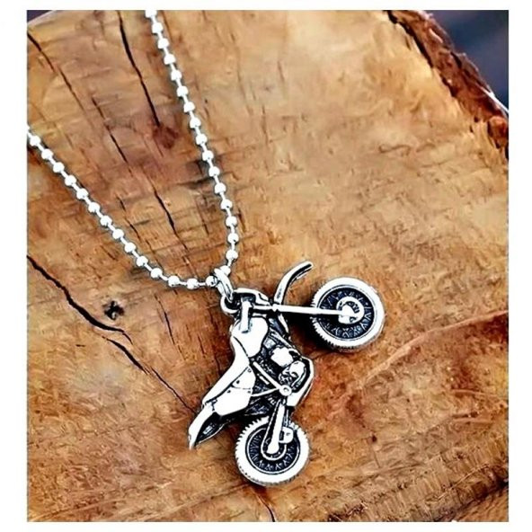 Gümüş Renk Erkek Motosiklet Kolye