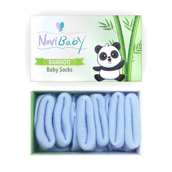 Novibaby 3lü Bambu Yenidoğan Bebek Çorap I Dusty Blue I 0-6 ay