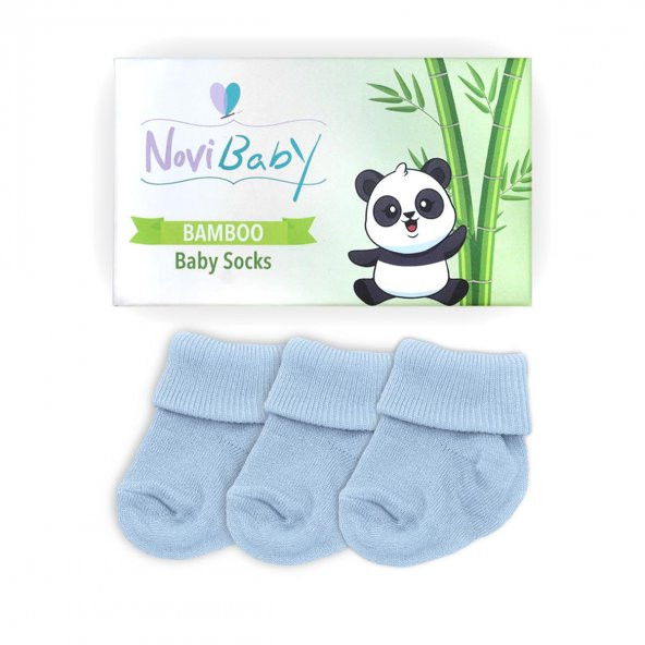 Novibaby 3lü Bambu Yenidoğan Bebek Çorap I Dusty Blue I 0-6 ay - 2