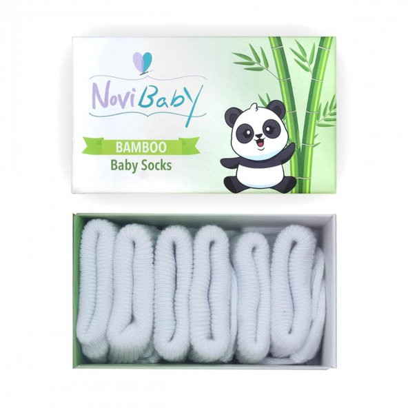 Novibaby 3lü Bambu Yenidoğan Bebek Çorap I Snow White I 0-6 ay