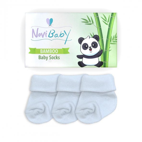 Novibaby 3lü Bambu Yenidoğan Bebek Çorap I Snow White I 0-6 ay - 2