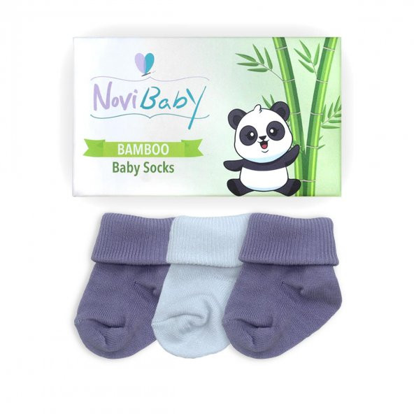 Novibaby 3lü Bambu Yenidoğan Bebek Çorap I Cloudy I 0-6 ay - 2