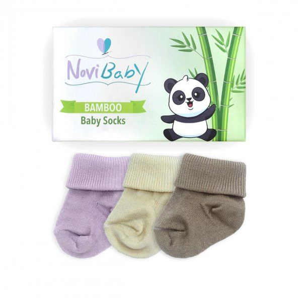 Novibaby 3lü Bambu Yenidoğan Bebek Çorap I Goldies I 0-6 ay - 2