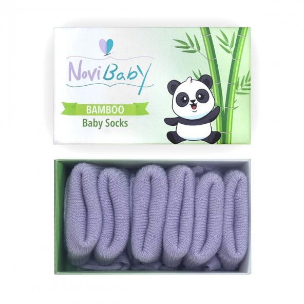 Novibaby 3lü Bambu Yenidoğan Bebek Çorap I Purple I 0-6 ay