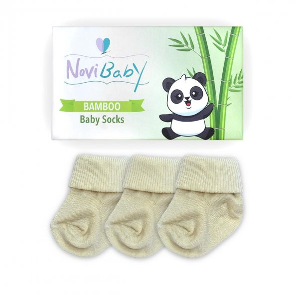 Novibaby 3lü Bambu Yenidoğan Bebek Çorap I Ecru I 0-6 ay - 2