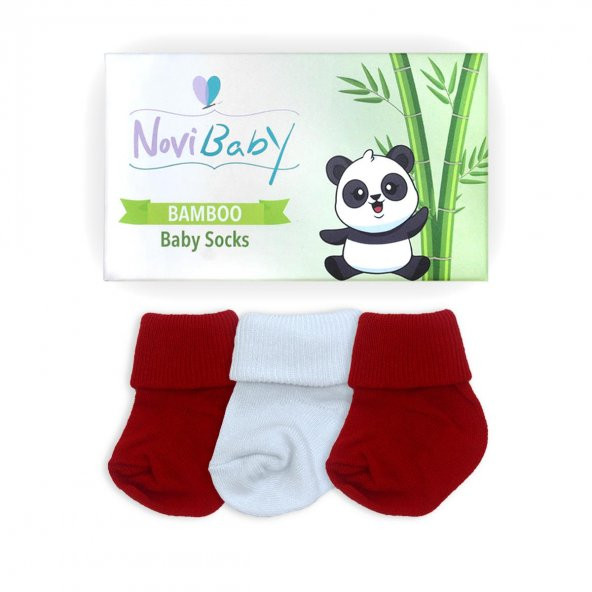 Novibaby 3lü Bambu Yenidoğan Bebek Çorap I Flag I 0-6 ay - 2