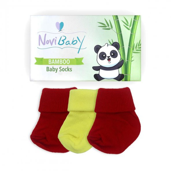 Novibaby 3lü Bambu Yenidoğan Bebek Çorap I Sunset I 0-6 ay - 2