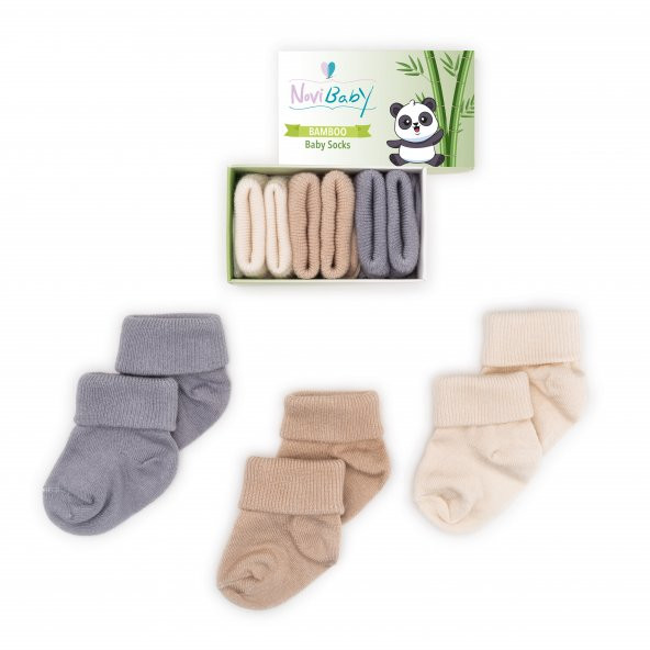 Novibaby 3lü Bambu Yenidoğan Bebek Çorap I Uncle I 0-6 ay