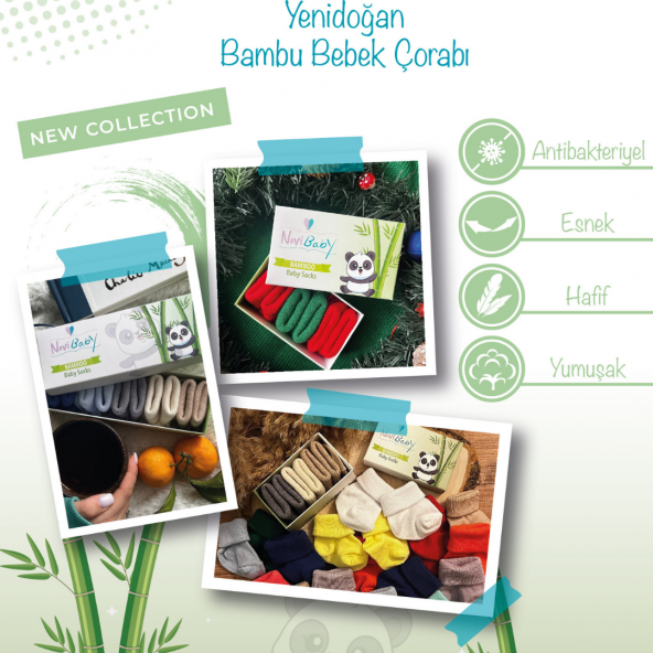 Novibaby 3lü Bambu Yenidoğan Bebek Çorap I Uncle I 0-6 ay - 4