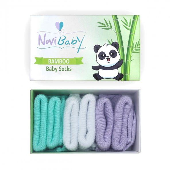 Novibaby 3lü Bambu Yenidoğan Bebek Çorap I Trendy I 0-6 ay