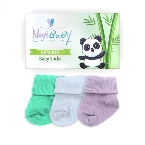 Novibaby 3lü Bambu Yenidoğan Bebek Çorap I Trendy I 0-6 ay - 2